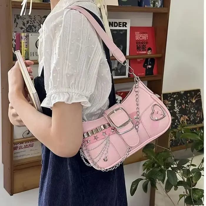 Sac à bandoulière de luxe en cuir PU Y2K pour filles
