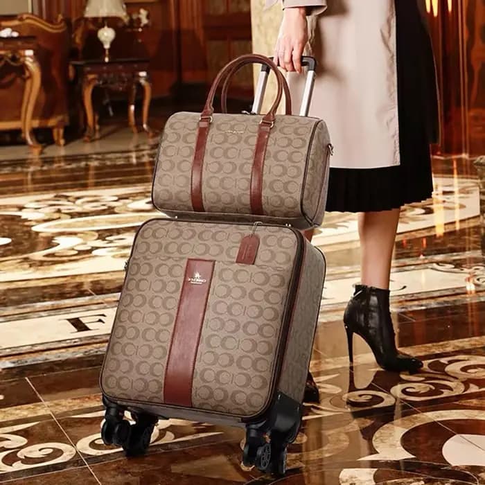 Ensembles de bagages à roulettes en cuir pu de luxe avec sac à main valise