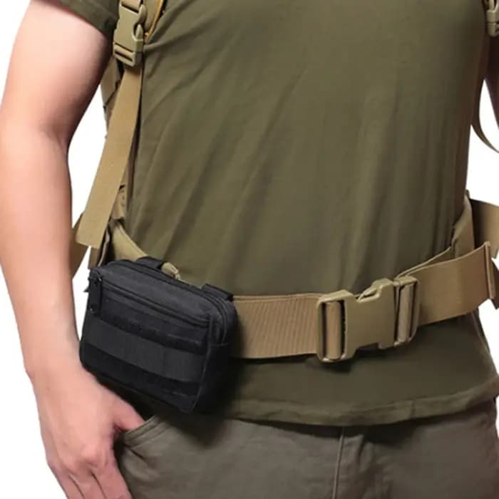 Sac EDC Double couche pour hommes, ceinture tactique Molle, pochette de hanche Oxford, sac banane, a