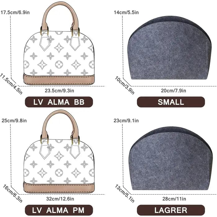 Insert de sac à main en feutre pour Alma PM BB