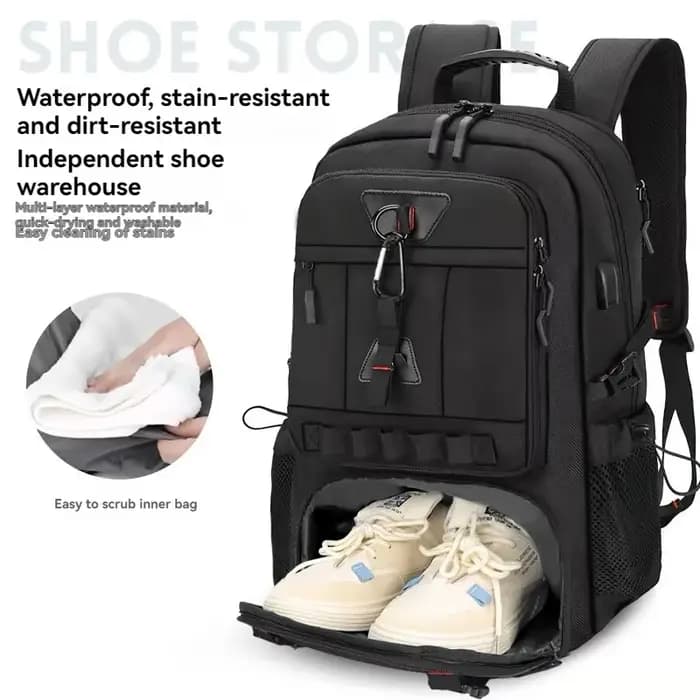 Sac à dos de voyage extensible pour ordinateur portable de grande capacité 60L, grand sac à dos d'af