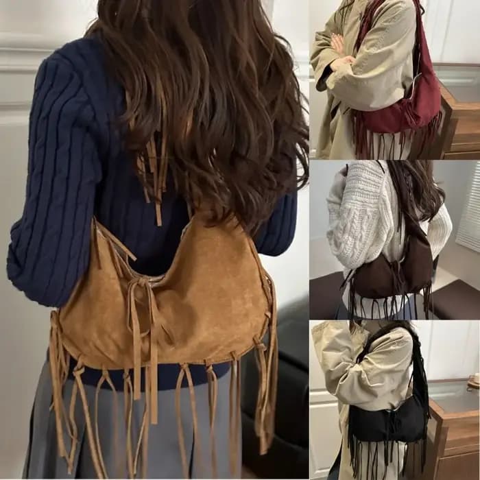 Sac à bandoulière à pompon de Style occidental