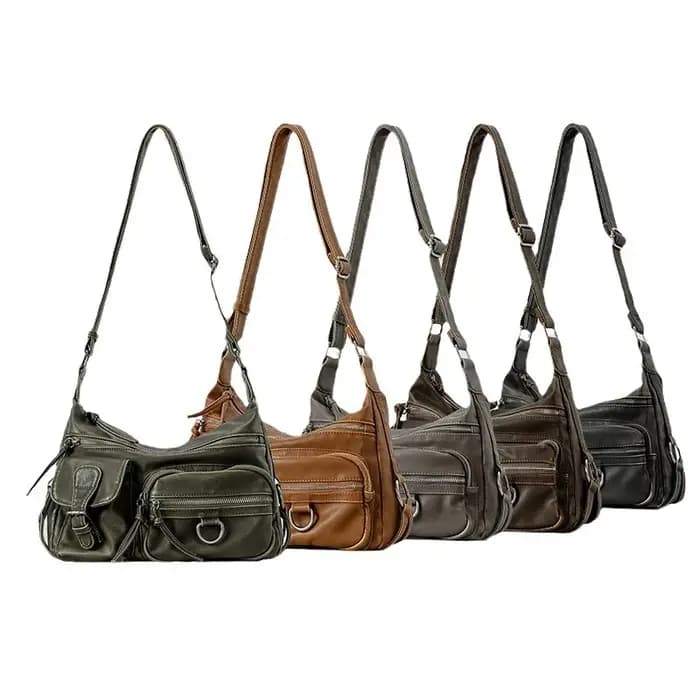 Sac à bandoulière en cuir lavé pour moto
