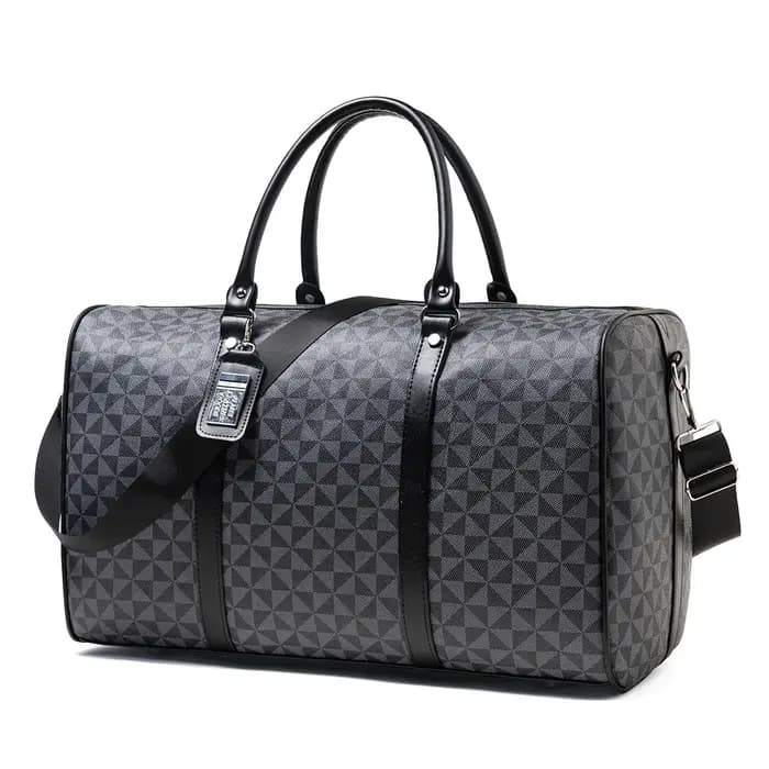 Sac de voyage noir à fermeture éclair pour hommes de grande capacité, avec doubles poignées et large