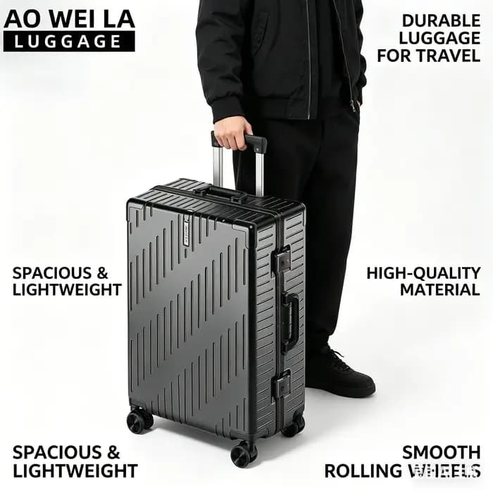 Valise de voyage à roulettes en aluminium grande capacité, durable pour hommes et femmes, 20/24 pouc