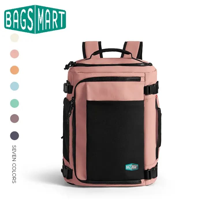 BAGSMART Sac à dos de voyage pour hommes et femmes avec compartiment à chaussures Sac à dos de compression pour avion Sac de cabine antivol étanche