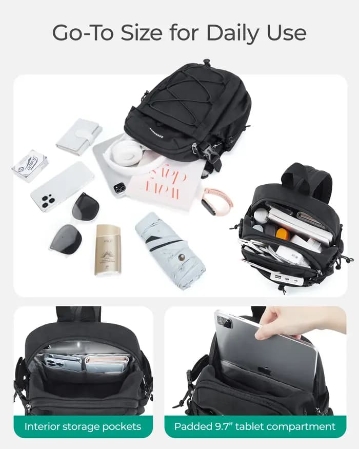 BAGSMARTSmall Sac à dos pour voyage décontracté Sport 3 en 1 Sac à dos à bandoulière Sac