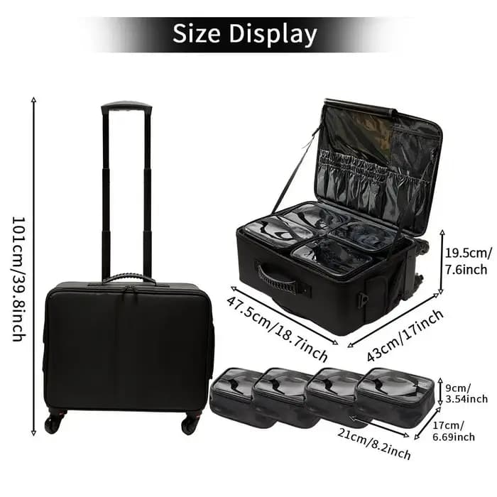 Valise de Maquillage Professionnelle Designer avec Poignée Extensible