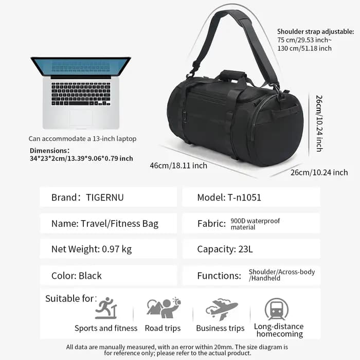 Tigernu sacs de sport hommes sacs de sport pour l'entraînement de Fitness en plein air sacs imperméa