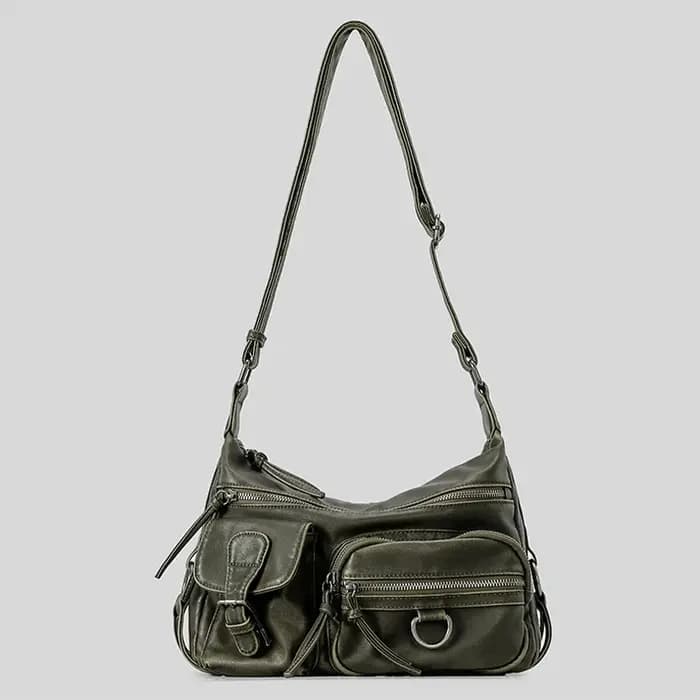 Sac à bandoulière en cuir lavé pour moto