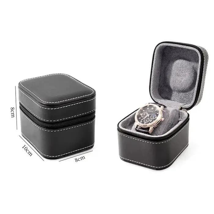 Boîtier de montre unique en cuir PU, étui de voyage avec coussin amovible, mallette de rangement de bijoux, organisateur, boîte de montre carrée Portable