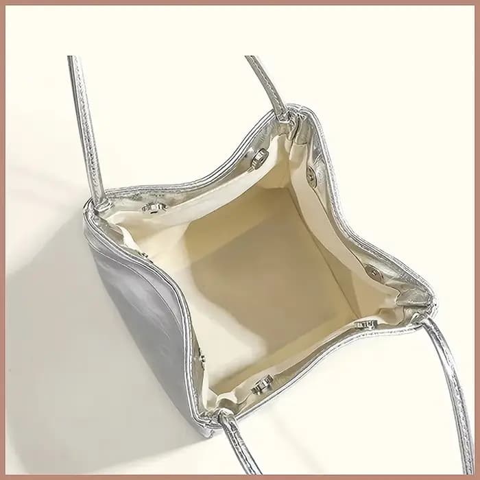 Sac seau mini scintillant argenté