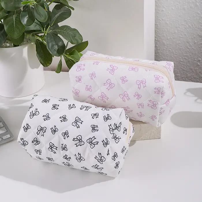 Magnifique trousse de maquillage à imprimé nœud papillon, design élégant, sac de rangement pour voyage en extérieur, trousse de toilette portable mignonne et grande capacité