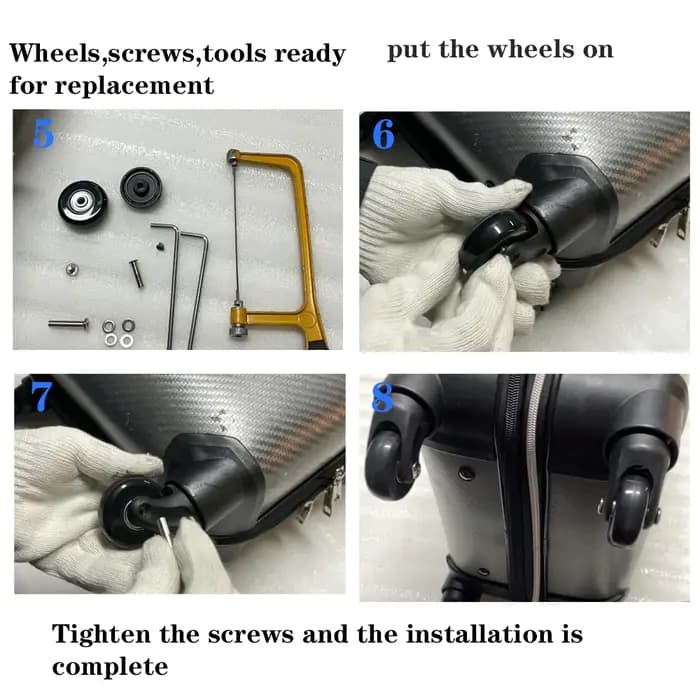 Roues de remplacement à vis pour valise de voyage