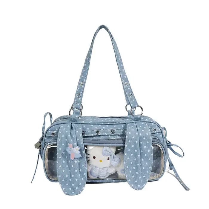 Sac Boston à pois avec oreilles de lapin mignonnes