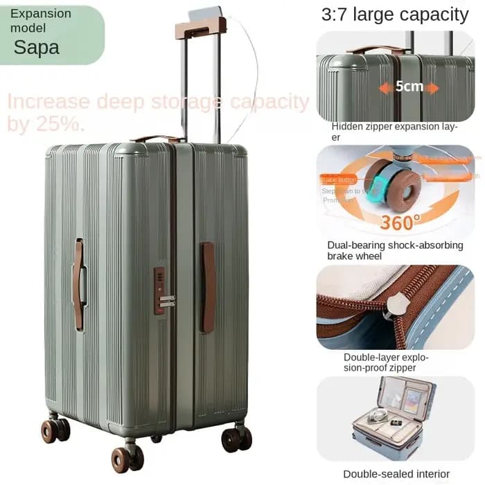 Nouvelle valise extensible 2026 de 30 pouces, grande capacité, rangement profond, matériau PC, compa