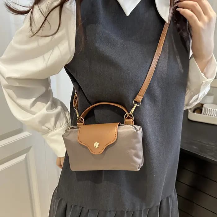 Sac à main carré mini rétro en nylon pour femme