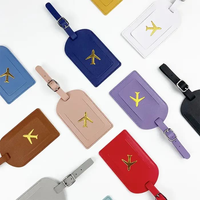 Étiquettes de bagage en cuir porte-passeport valise étiquette d'aéroport