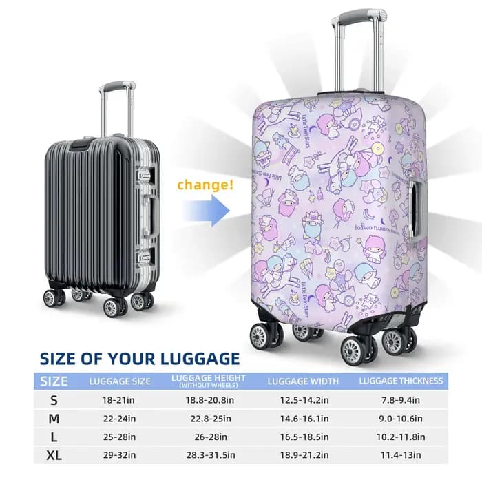 Housse de protection personnalisée pour bagages, motif dessin animé Little Twin Stars, Kiki Lala, adaptée aux valises de 18 à 32 pouces