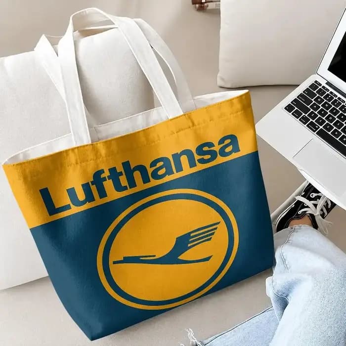 Sacs de rangement L-Lufthansa German Airlines, ensemble de 2 sacs fourre-tout en toile avec fermeture éclair, sacs à main, trousse de maquillage, sac de voyage
