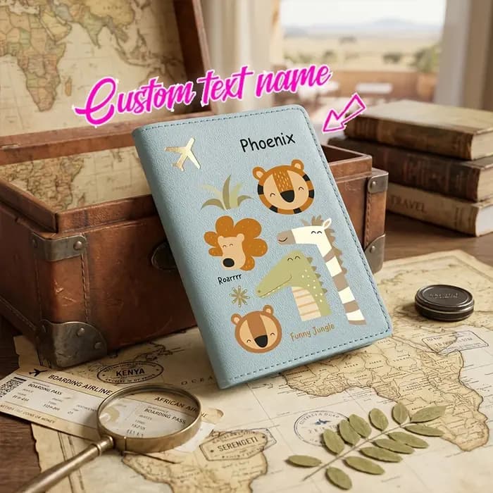Porte-passeport personnalisé avec nom et texte