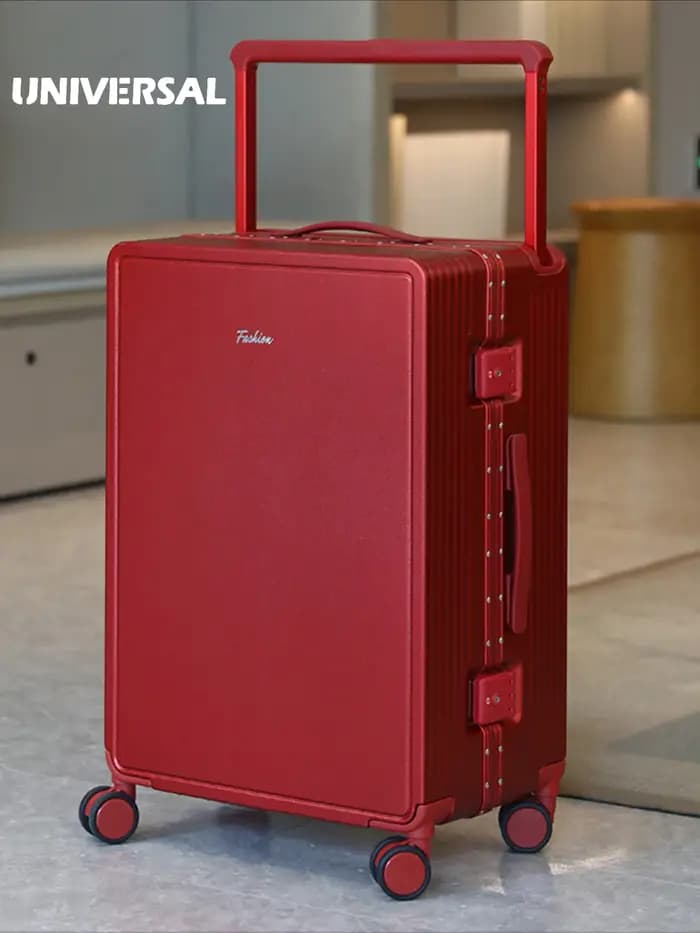 Nouvelle valise de voyage haut de gamme 2026 à poignée télescopique large, avec cadre en aluminium,