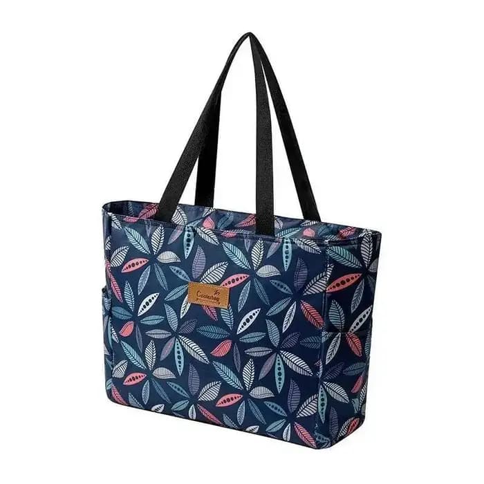 Grand sac de dîner isolé imprimé fleur noir Oxford tissu épaissi voyage pique-nique sac grande capacité Portable universel sac à main