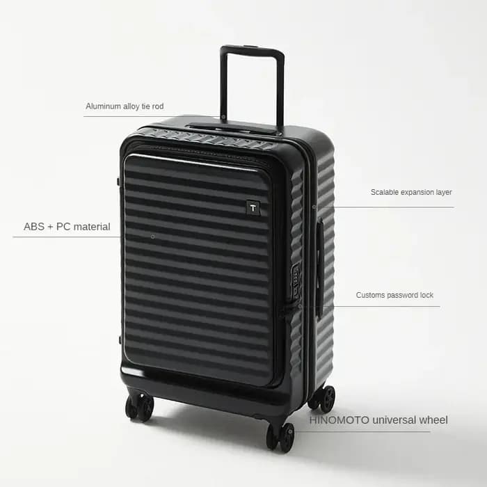 Valise de Voyage à Roulettes en ABS + PC, Sac à Bagages à Ouverture Frontale, Fermeture Éclair, Gran