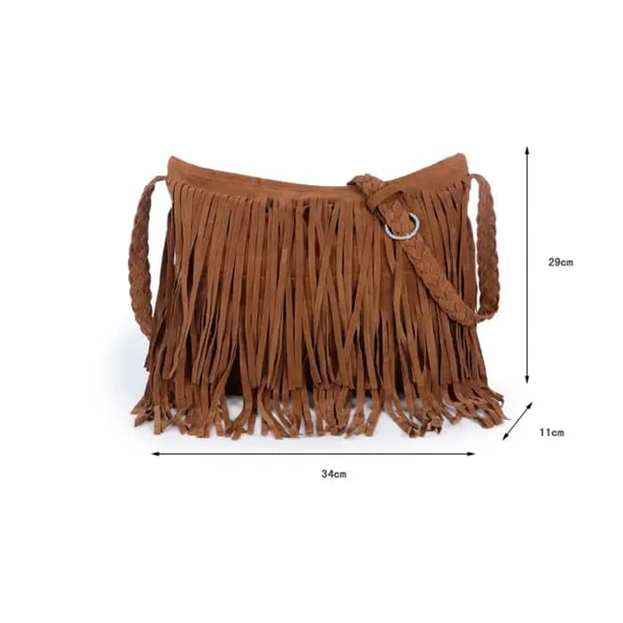 Sac à bandoulière en cuir à franges pour femmes