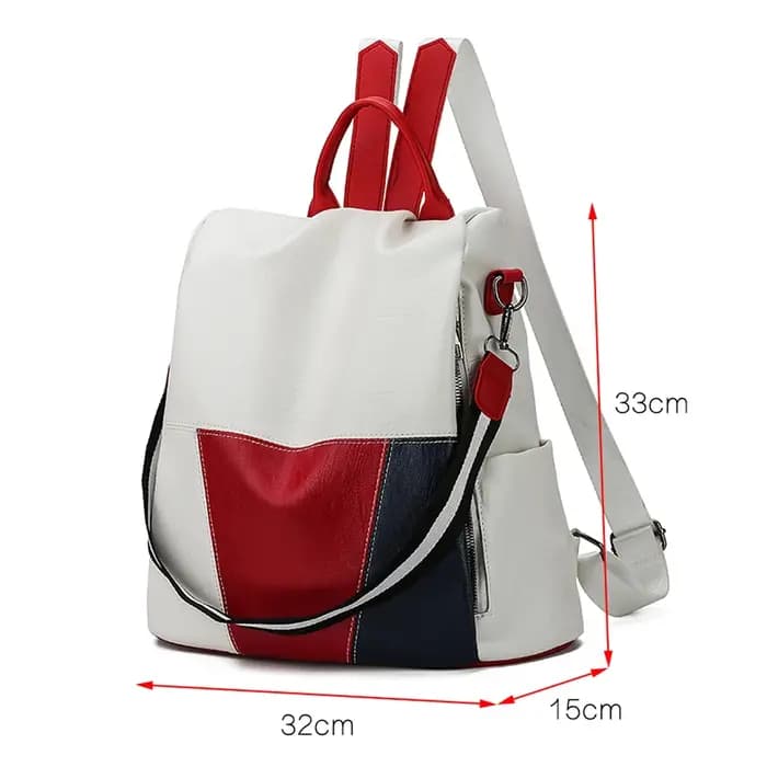 Sac à Dos Multifonctionnel en Cuir Blanc pour Femme