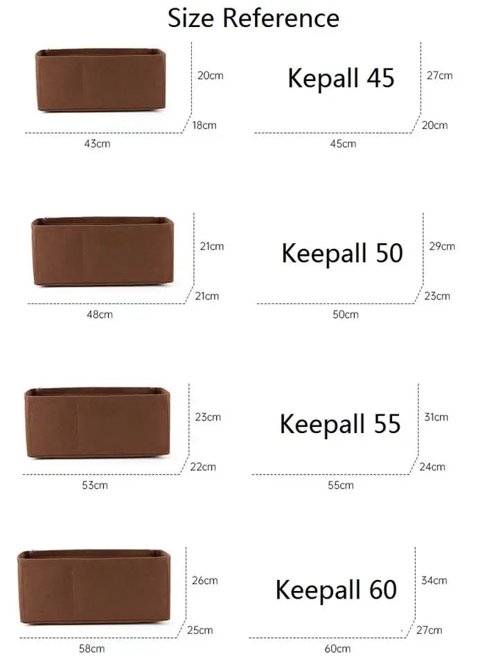 Organisateur d'insertion en feutre pour Keepall 45 50 55 60