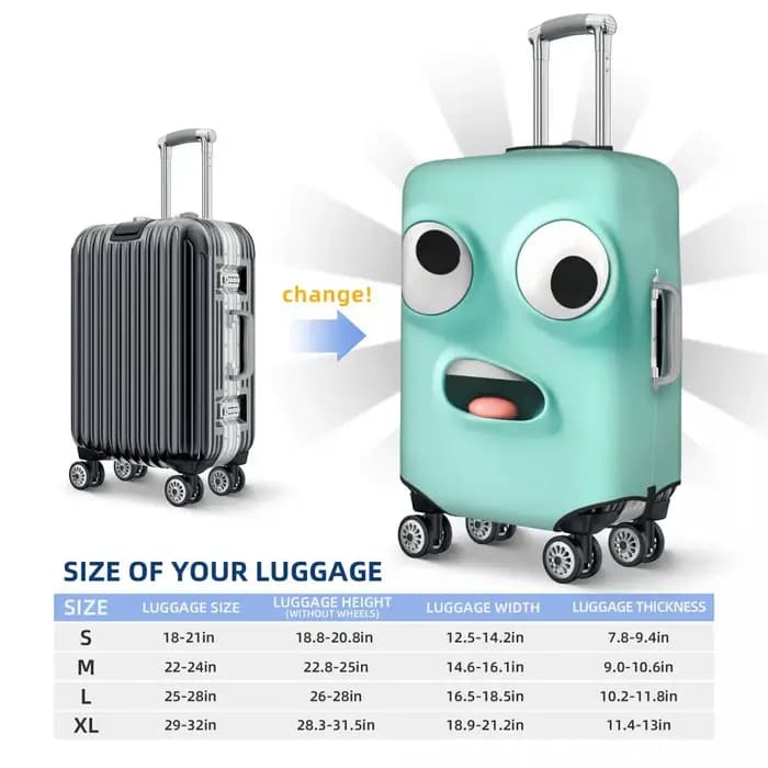 Housse de valise visage drôle Expression de dessin animé abstrait bleu voyage de croisière vol extensible fixation