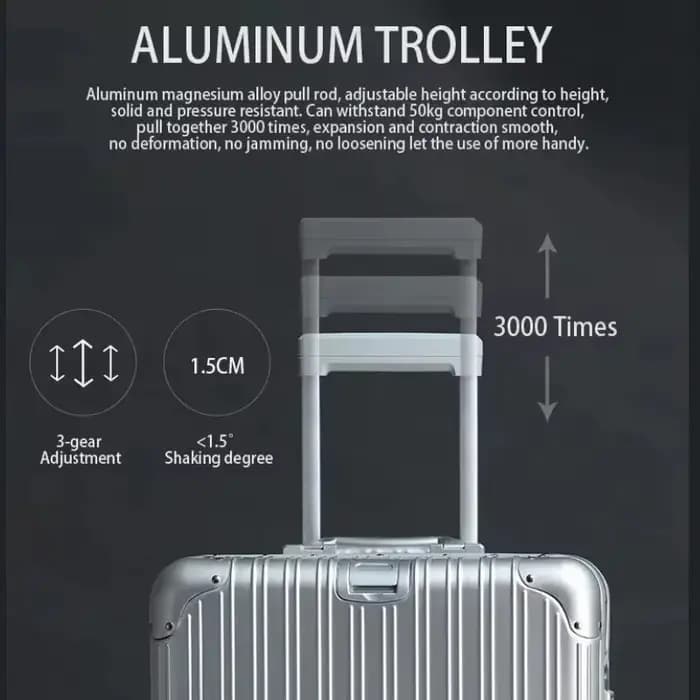 Valise de voyage en alliage d'aluminium et de magnésium 100%