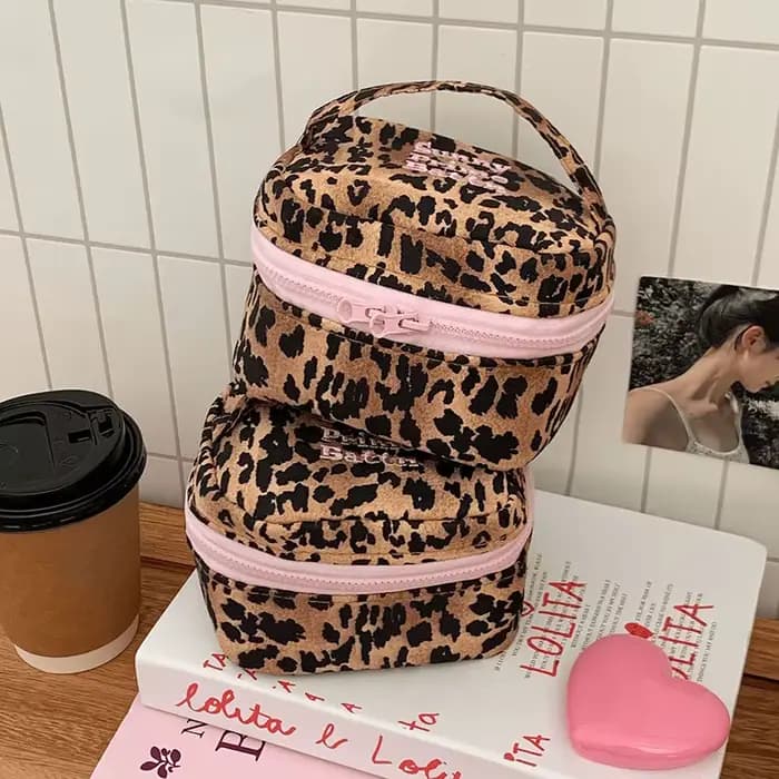 Trousse de maquillage léopard Vintage pour femmes et filles