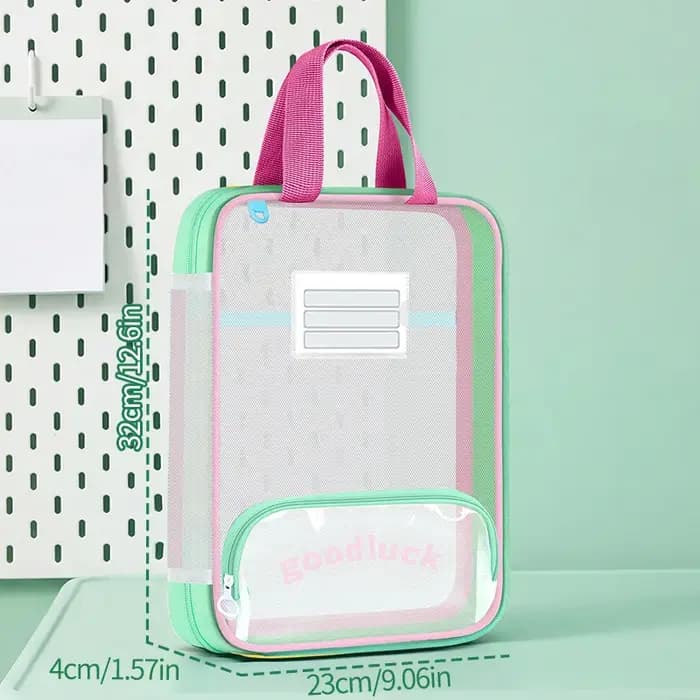 Sac fourre-tout vertical transparent grande capacité, sac de rangement zippé pour livres d'examen