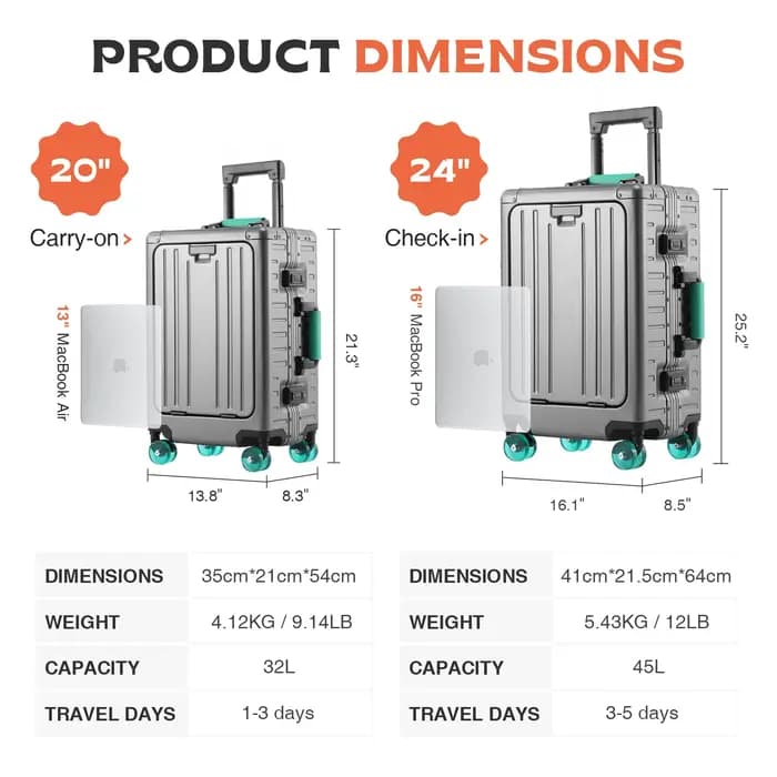 Valise AIWEINY en alliage d'aluminium et de magnésium