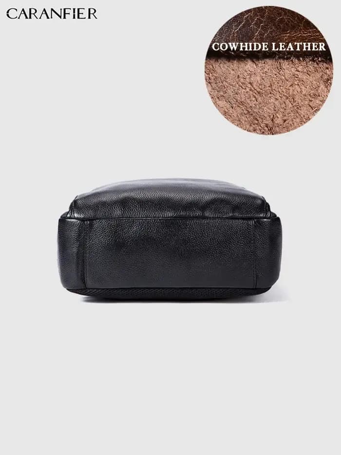 CARANFIER hommes sacs à dos véritable cuir de vachette sac à dos ordinateur portable sac d'école
