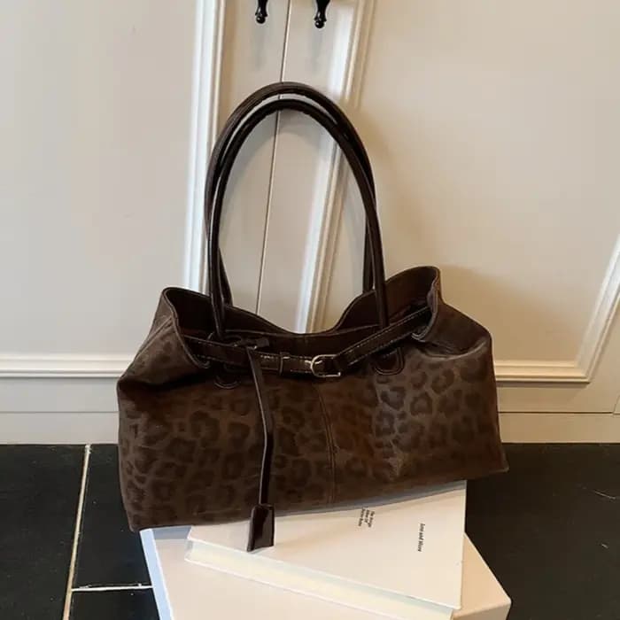 Sacs à bandoulière en cuir PU imprimé léopard pour femmes 2026 – Sac fourre-tout de luxe tendance de marque de créateur