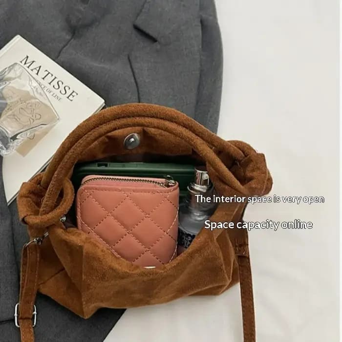 Nouveau sac bandoulière rétro en daim pour femme
