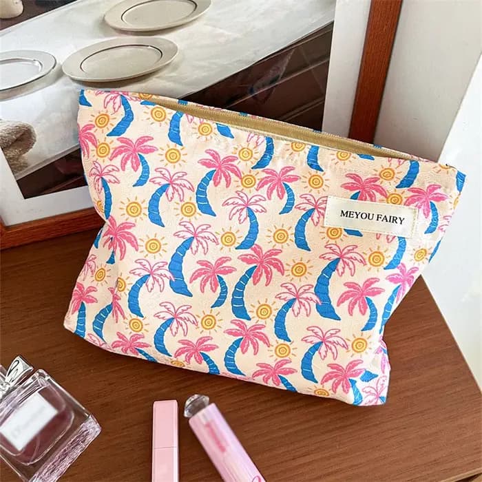 Trousse de Toilette Portable à Motif Palmier Tropical
