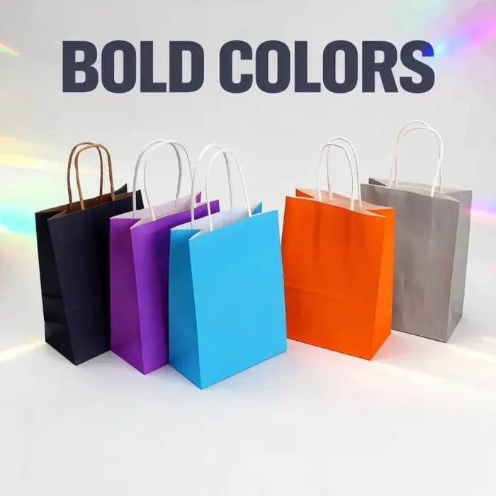 Sacs cadeaux en papier kraft multicolores avec poignées