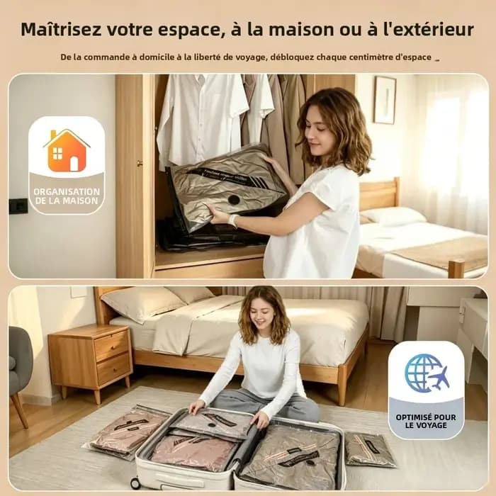 Sacs de rangement sous vide de voyage avec pompe électrique