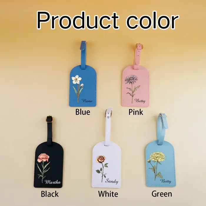 Étiquette à bagages personnalisée avec nom - Motif fleur japonaise