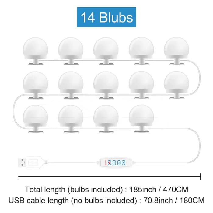 Miroir de maquillage ampoule LED lumières de vanité USB 12V salle de bain coiffeuse éclairage Dimmable LED