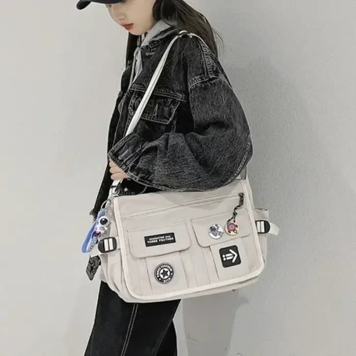 Harajuku hommes sacs à bandoulière en Nylon pour femmes Sac de messager filles école livre