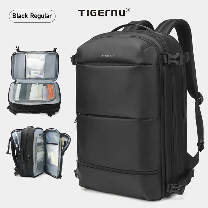 Sac à dos de voyage Tigernu extensible à compression sous vide 27L-37L pour cabine d'avion, avec com