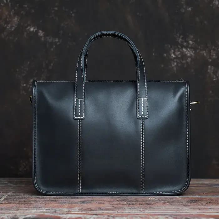 NUPUGOO – serviette d'affaires en cuir véritable pour hommes