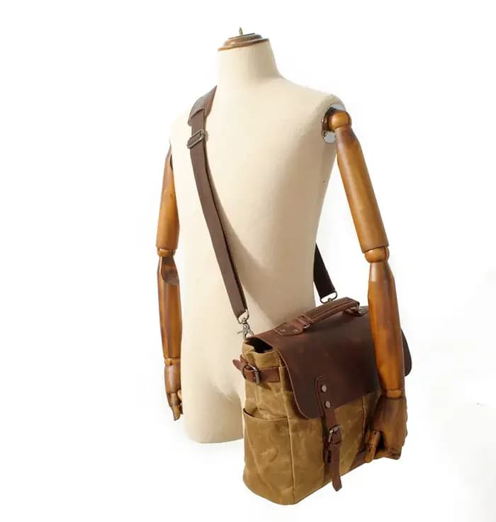 Roadfisher Vintage décontracté toile cuir photographie appareil photo messager sac à bandoulière insérer étui pour Canon Nikon Sony Fuji Leica