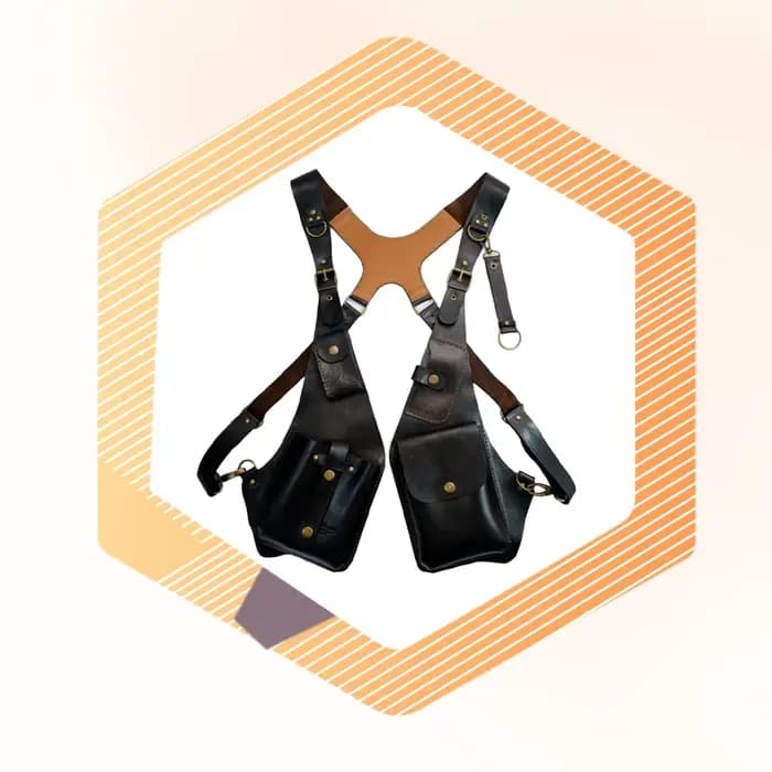 Sac bandoulière double antivol en cuir réglable pour homme