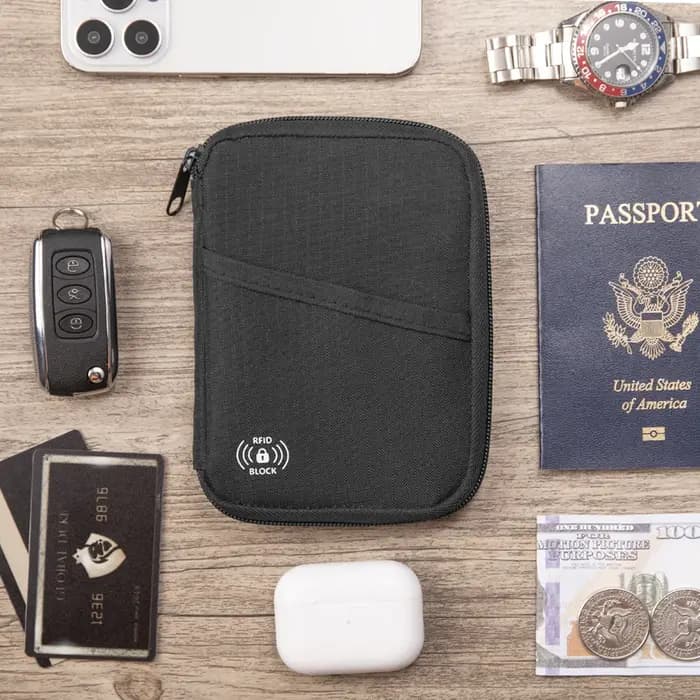 Pochette pour passeport, portefeuille de voyage avec blocage RFID – Étui organisateur de documents haut de gamme pour hommes et femmes – Peut contenir des passeports, des cartes